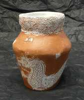 Yvette Ribac, engraved clay vessel, Spring 2017
