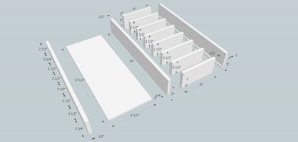 Exploded view of the sandpaper organizer