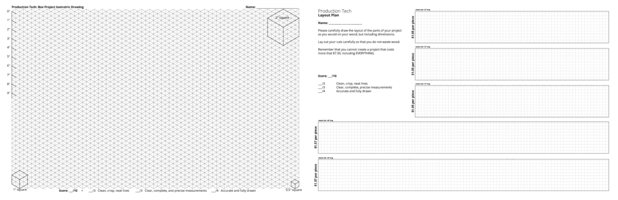 Box project isometric drawing and layout blanks