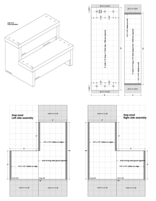 Step stool: Technical drawings Step stool: Technical drawings